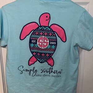 Simply Southern Aqua and Pink Turtle Tee